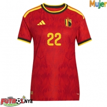 Camiseta Bélgica Alexis Saelemaekers #22 Primera Equipación para mujer Mundial 2026 manga corta